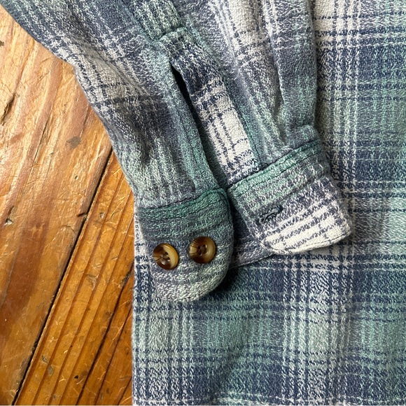 Vintage Blue Resist Mandarin Collar Flannel - Picture 3 of 7